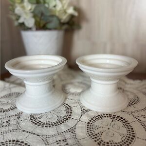 Vintage Milk Glass Candle Holders Taper or Pillar Punch Bowl Base